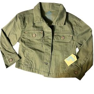 Thereabouts Girls' Olive Green Button-Up Jacket - Size 4 T